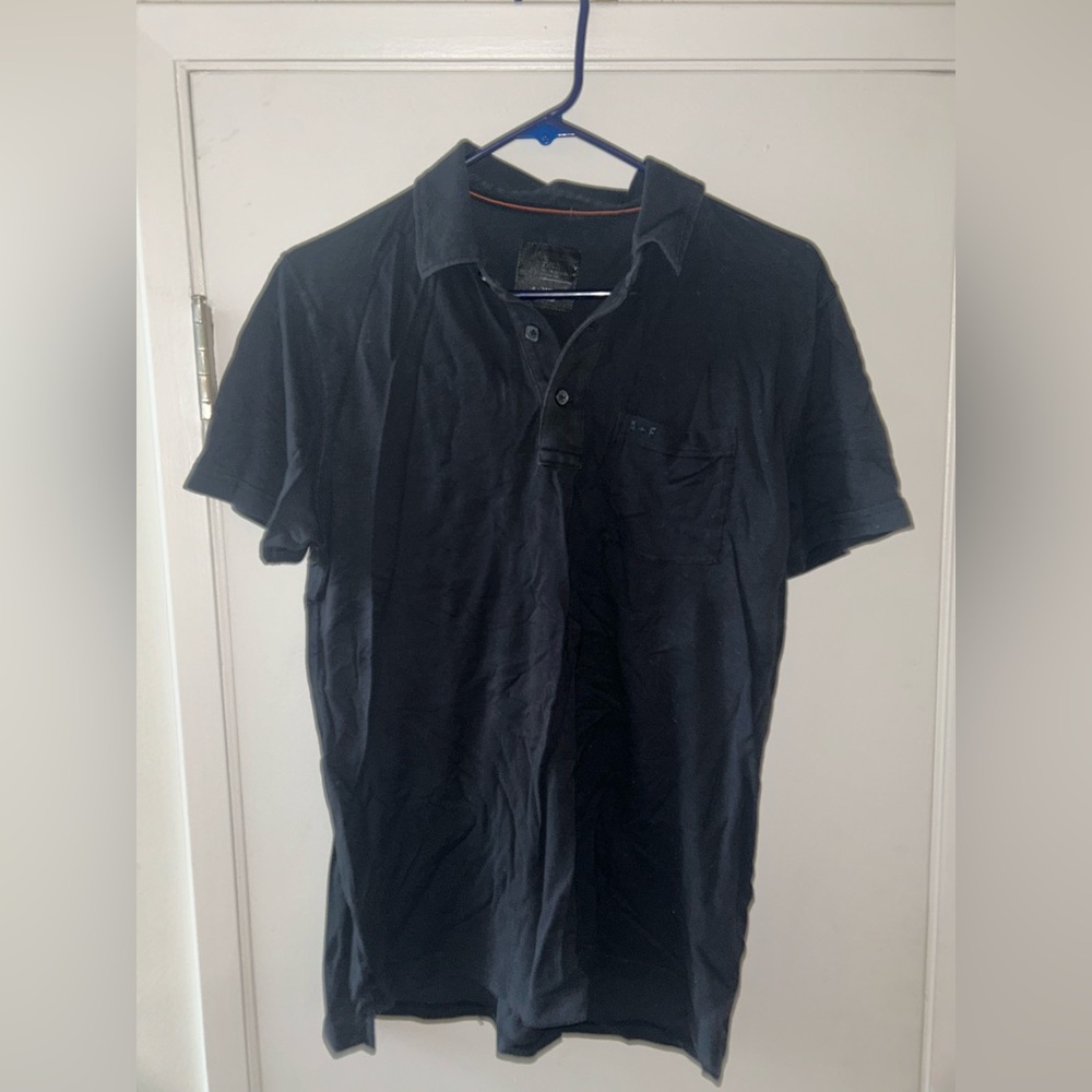 Abercrombie & Fitch Textured Men's Black Polo Short Sleeve Shirt - M - Picture 3 of 6